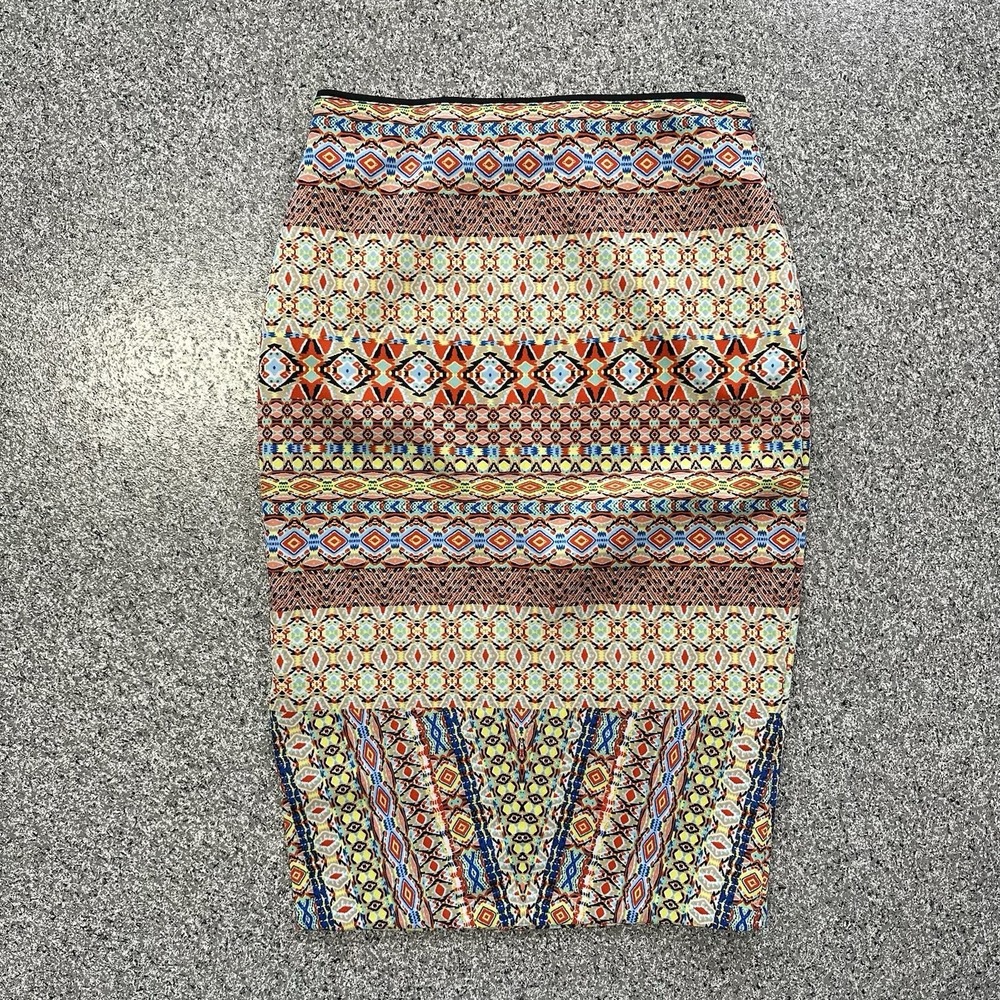 Bisou Bisou Michele Bohbot Pencil Skirt Womens M  Side Slit Boho 28x27 Measured - Picture 4 of 7
